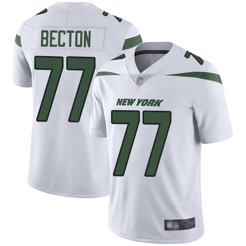 Nike Jets #77 Mekhi Becton White Men's Stitched NFL Vapor Untouchable Limited Jersey