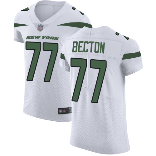 Nike Jets #77 Mekhi Becton White Men's Stitched NFL New Elite Jersey