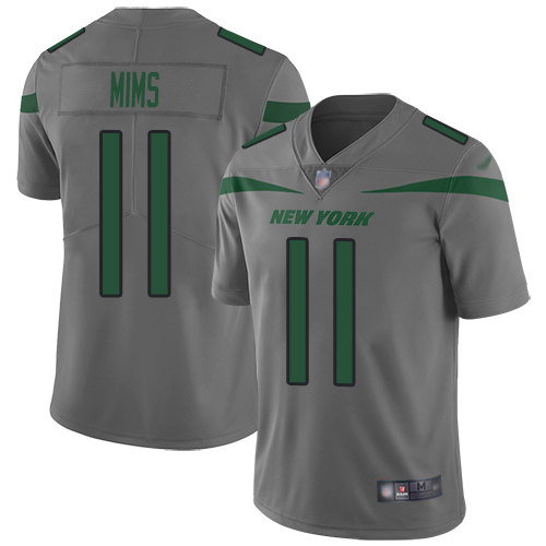 Nike Jets #11 Denzel Mim Gray Men's Stitched NFL Limited Inverted Legend Jersey
