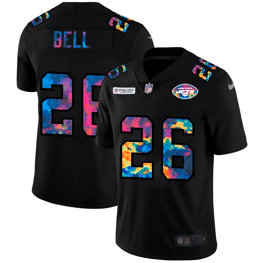 New York Jets #26 Le'Veon Bell Men's Nike Multi-Color Black 2020 NFL Crucial Catch Vapor Untouchable Limited Jersey