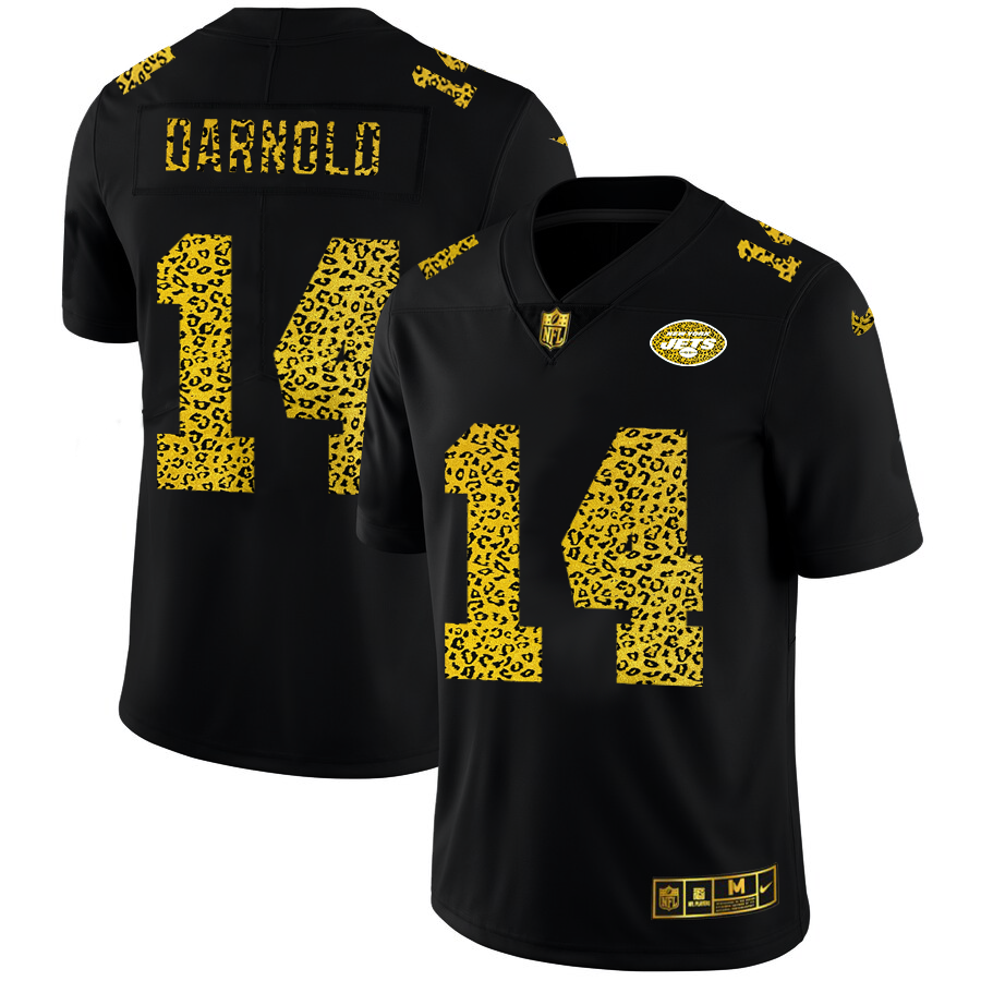 New York Jets #14 Sam Darnold Men's Nike Leopard Print Fashion Vapor Limited NFL Jersey Black