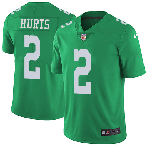 Nike Eagles #2 Jalen Hurts Green Men's Stitched NFL Limited Rush Jersey