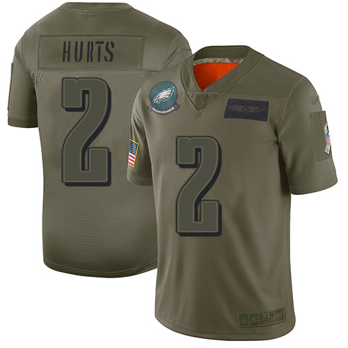 Nike Eagles #2 Jalen Hurts Camo Men's Stitched NFL Limited 2019 Salute To Service Jersey
