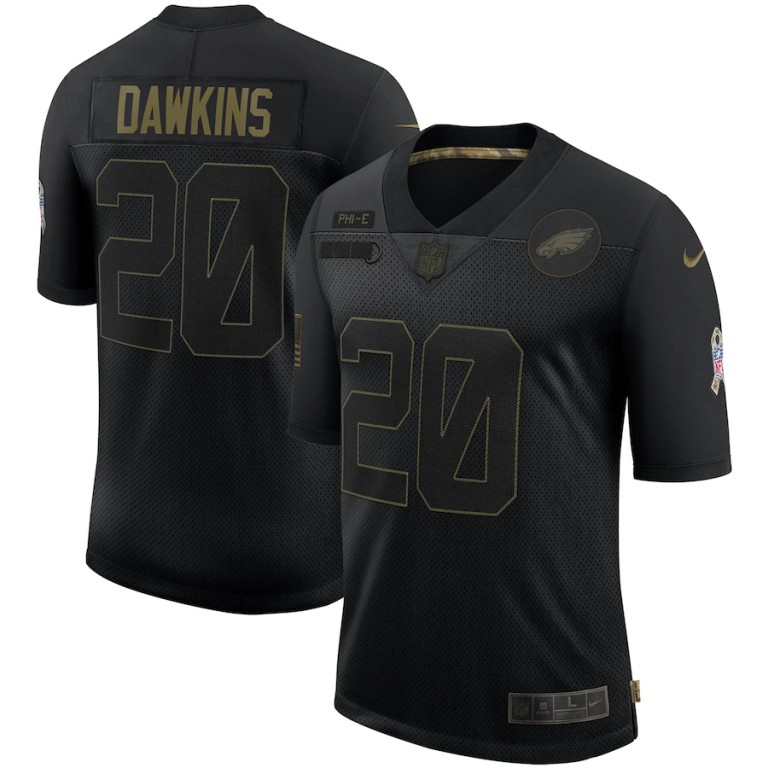 Philadelphia Eagles #20 Brian Dawkins Nike 2020 Salute To Service Retired Limited Jersey Black