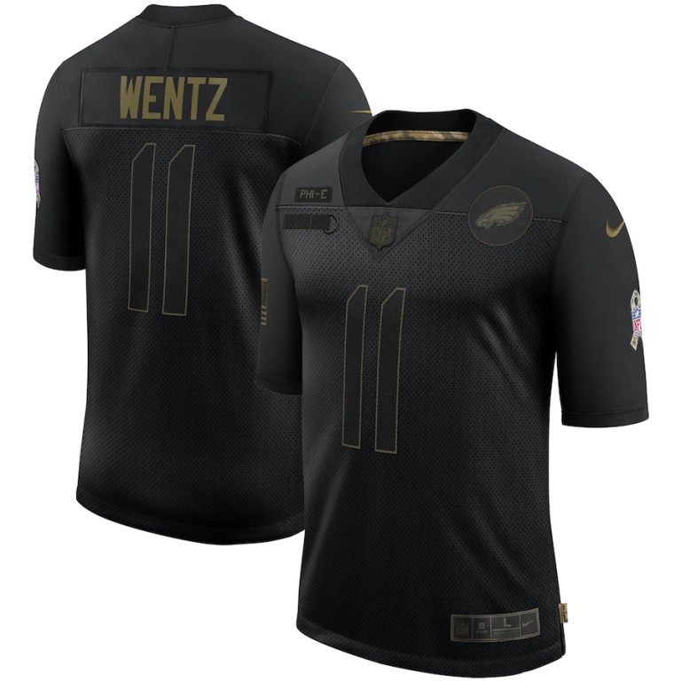 Philadelphia Eagles #11 Carson Wentz Nike 2020 Salute To Service Limited Jersey Black