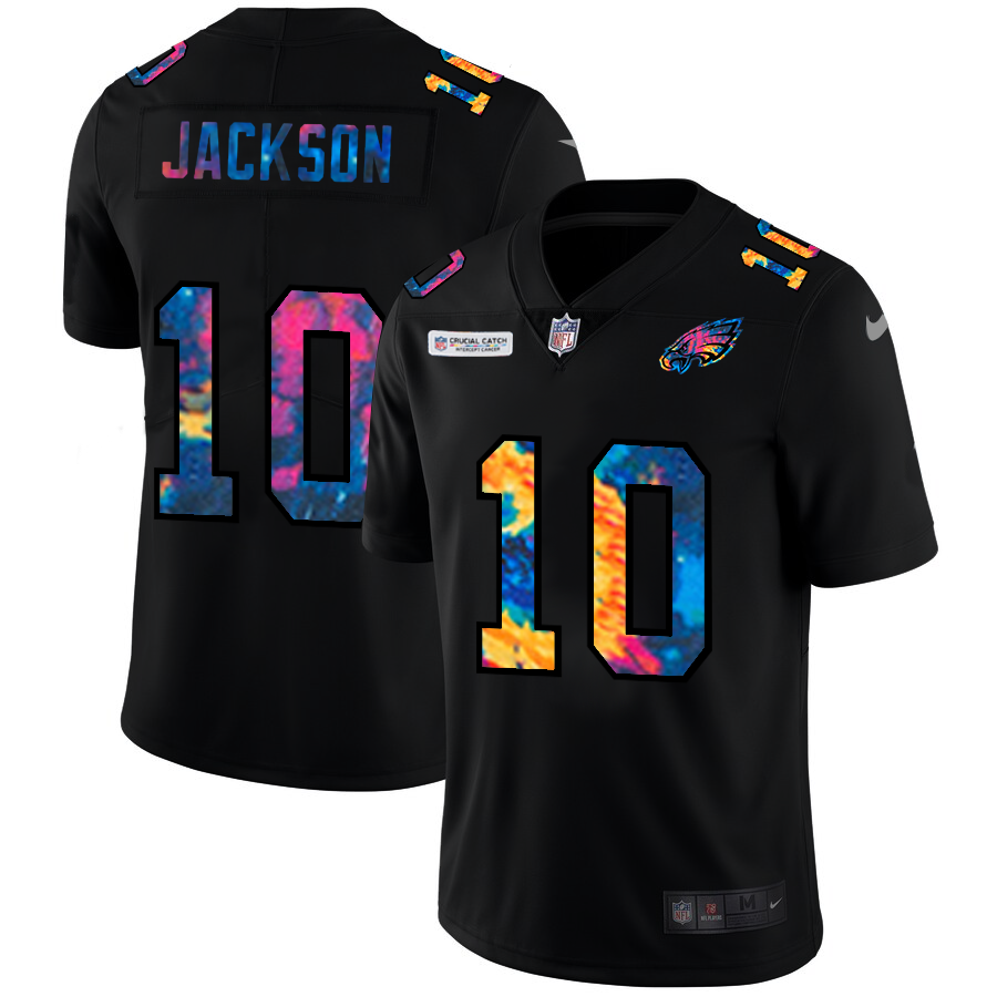 Philadelphia Eagles #10 Desean Jackson Men's Nike Multi-Color Black 2020 NFL Crucial Catch Vapor Untouchable Limited Jersey