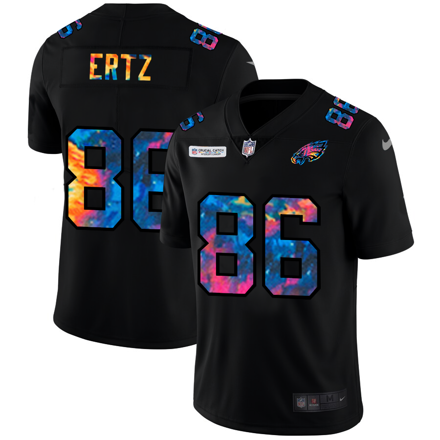 Philadelphia Eagles #86 Zach Ertz Men's Nike Multi-Color Black 2020 NFL Crucial Catch Vapor Untouchable Limited Jersey