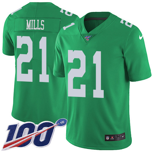 Nike Eagles #21 Jalen Mills Green Men's Stitched NFL Limited Rush 100th Season Jersey