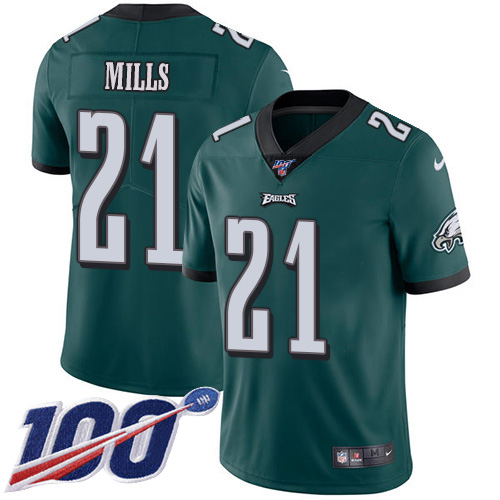 Nike Eagles #21 Jalen Mills Green Team Color Men's Stitched NFL 100th Season Vapor Untouchable Limited Jersey