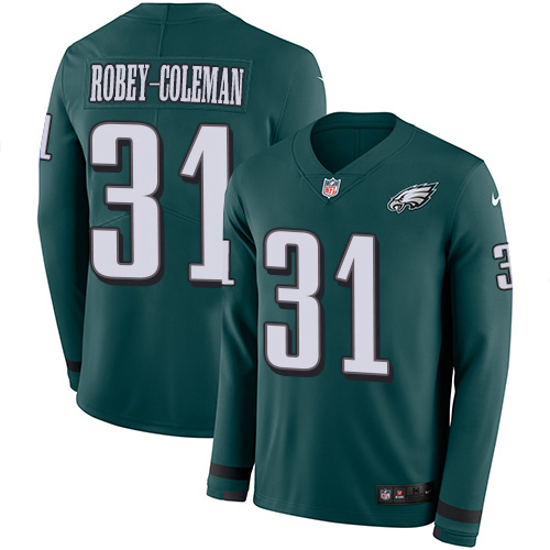 Nike Eagles #31 Nickell Robey-Coleman Green Team Color Men's Stitched NFL Limited Therma Long Sleeve Jersey