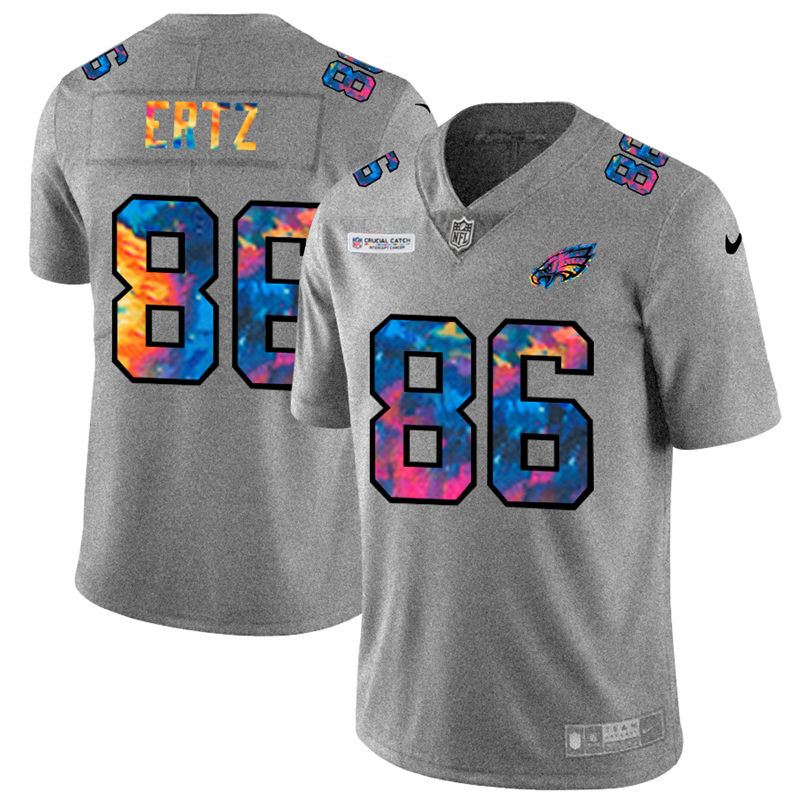 Philadelphia Eagles #86 Zach Ertz Men's Nike Multi-Color 2020 NFL Crucial Catch NFL Jersey Greyheather