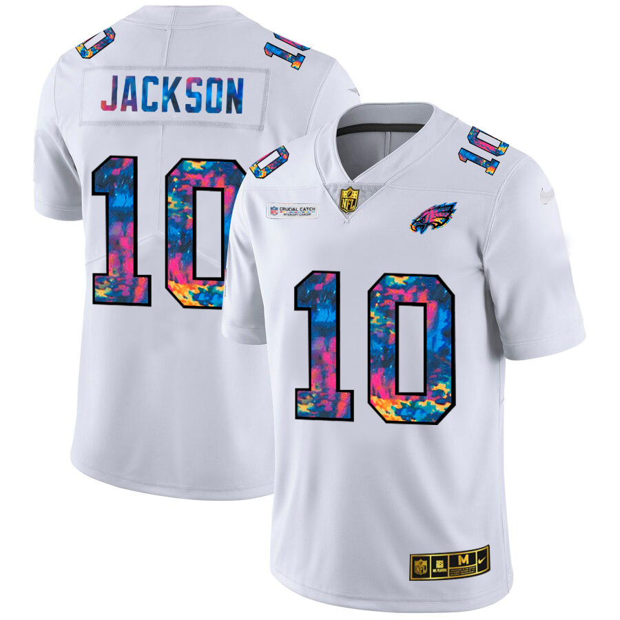 Philadelphia Eagles #10 Desean Jackson Men's White Nike Multi-Color 2020 NFL Crucial Catch Limited NFL Jersey