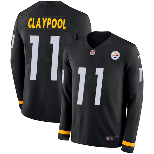 Nike Steelers #11 Chase Claypool Black Team Color Men's Stitched NFL Limited Therma Long Sleeve Jersey