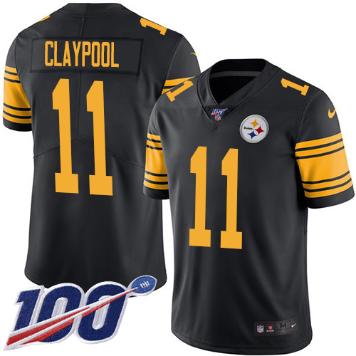 Nike Steelers #11 Chase Claypool Black Men's Stitched NFL Limited Rush 100th Season Jersey