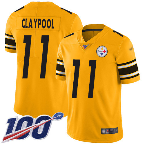 Nike Steelers #11 Chase Claypool Silver Men's Stitched NFL Limited Inverted Legend 100th Season Jersey