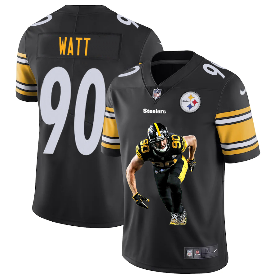 Pittsburgh Steelers #90 T.J. Watt Men's Nike Player Signature Moves Vapor Limited NFL Jersey Black