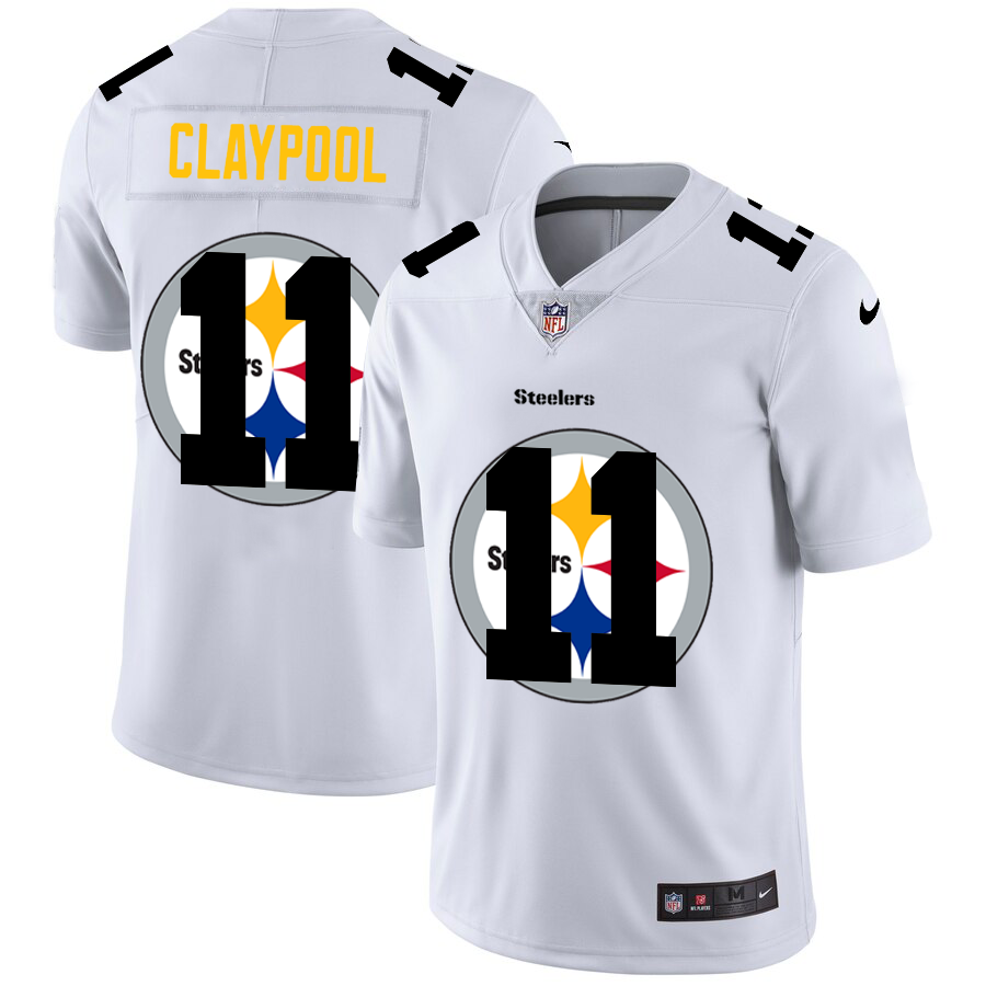 Pittsburgh Steelers #11 Chase Claypool White Men's Nike Team Logo Dual Overlap Limited NFL Jersey