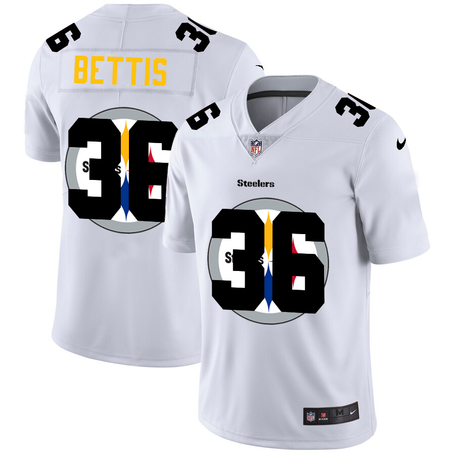 Pittsburgh Steelers #36 Jerome Bettis White Men's Nike Team Logo Dual Overlap Limited NFL Jersey