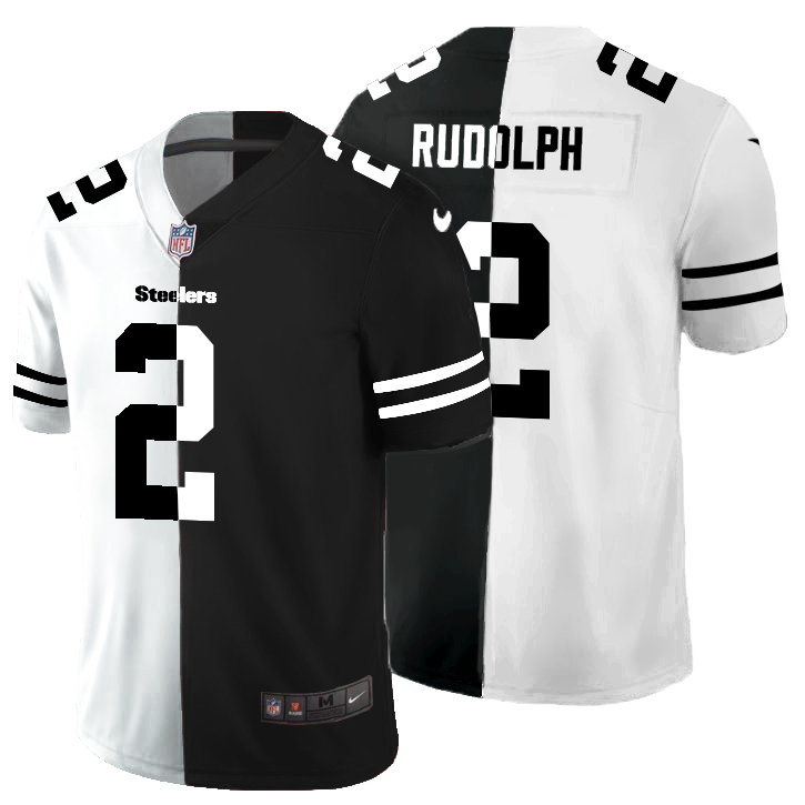 Pittsburgh Steelers #2 Mason Rudolph Men's Black V White Peace Split Nike Vapor Untouchable Limited NFL Jersey