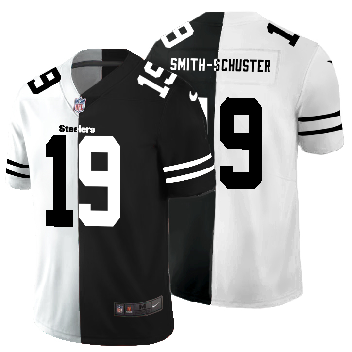 Pittsburgh Steelers #19 JuJu Smith-Schuster Men's Black V White Peace Split Nike Vapor Untouchable Limited NFL Jersey