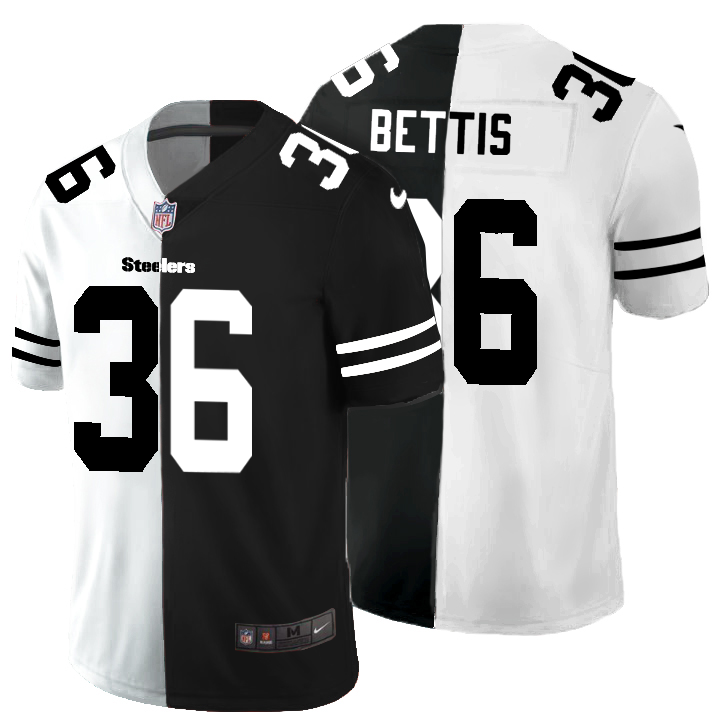 Pittsburgh Steelers #36 Jerome Bettis Men's Black V White Peace Split Nike Vapor Untouchable Limited NFL Jersey