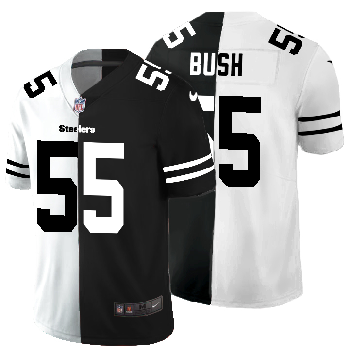Pittsburgh Steelers #55 Devin Bush Men's Black V White Peace Split Nike Vapor Untouchable Limited NFL Jersey