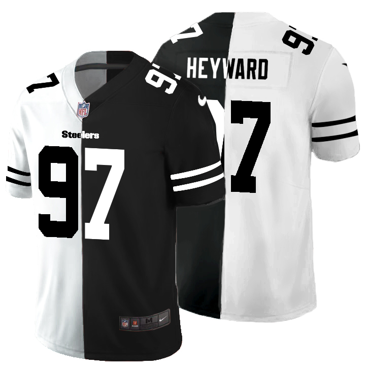 Pittsburgh Steelers #97 Cameron Heyward Men's Black V White Peace Split Nike Vapor Untouchable Limited NFL Jersey
