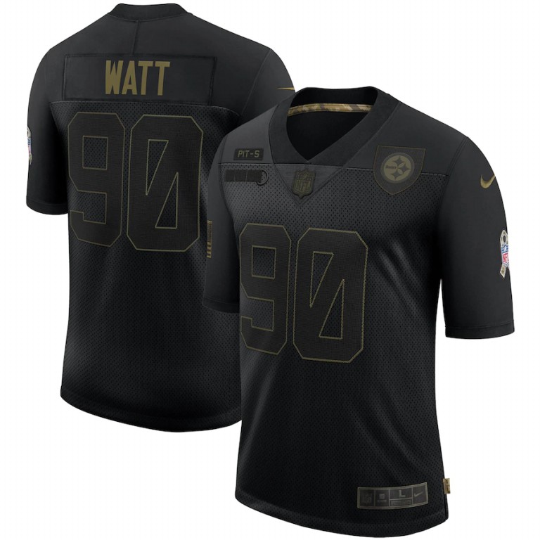 Pittsburgh Steelers #90 T.J. Watt Nike 2020 Salute To Service Limited Jersey Black