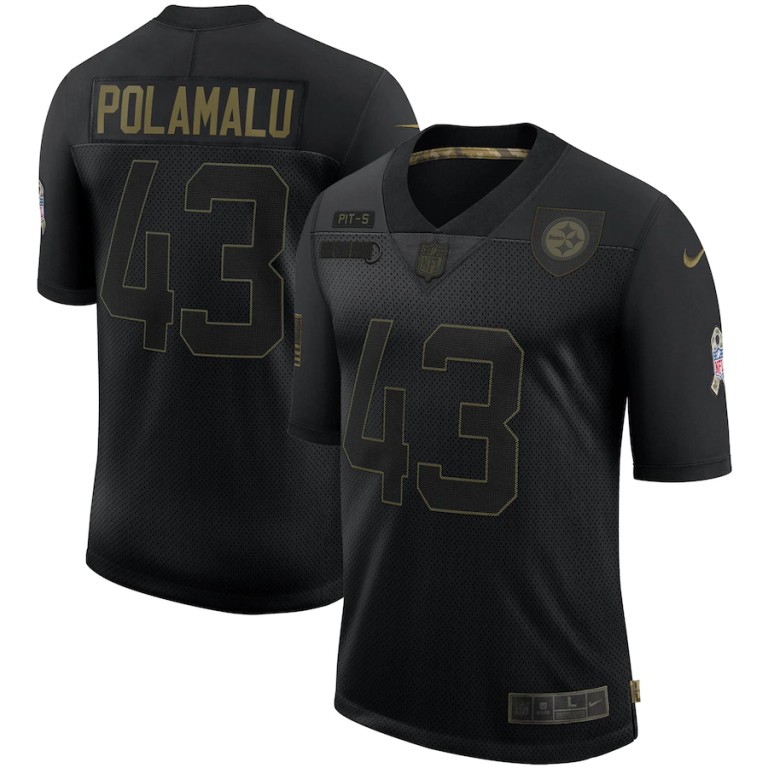 Pittsburgh Steelers #43 Troy Polamalu Nike 2020 Salute To Service Retired Limited Jersey Black