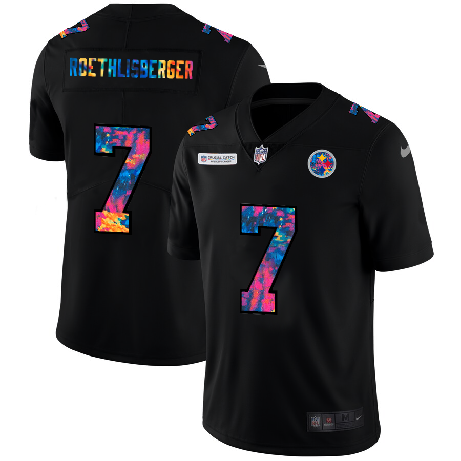 Pittsburgh Steelers #7 Ben Roethlisberger Men's Nike Multi-Color Black 2020 NFL Crucial Catch Vapor Untouchable Limited Jersey