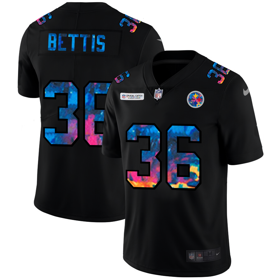 Pittsburgh Steelers #36 Jerome Bettis Men's Nike Multi-Color Black 2020 NFL Crucial Catch Vapor Untouchable Limited Jersey