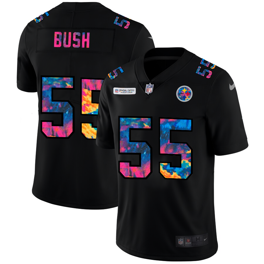 Pittsburgh Steelers #55 Devin Bush Men's Nike Multi-Color Black 2020 NFL Crucial Catch Vapor Untouchable Limited Jersey