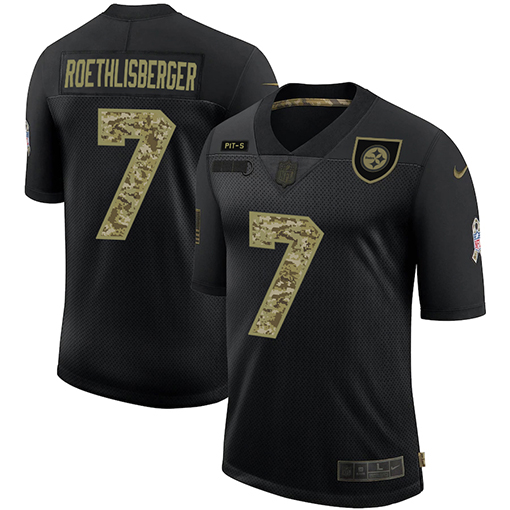Pittsburgh Steelers #7 Ben Roethlisberger Men's Nike 2020 Salute To Service Camo Limited NFL Jersey Black