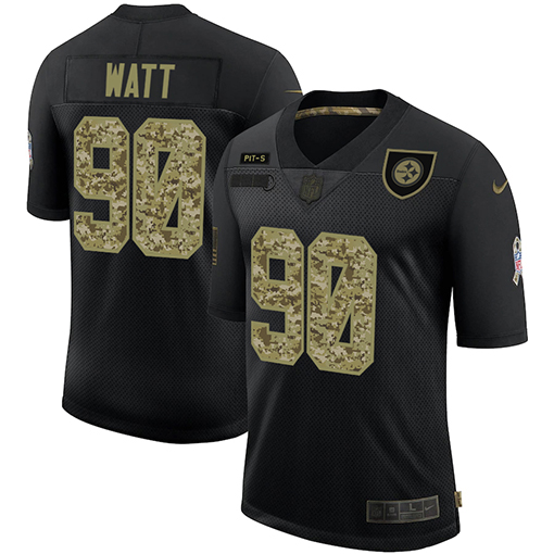 Pittsburgh Steelers #90 T.J. Watt Men's Nike 2020 Salute To Service Camo Limited NFL Jersey Black