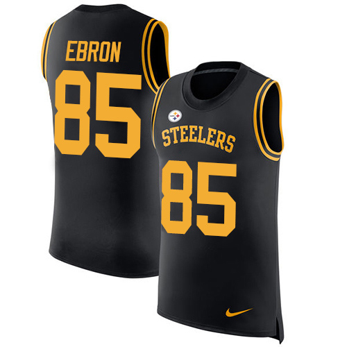 Nike Steelers #85 Eric Ebron Black Team Color Men's Stitched NFL Limited Rush Tank Top Jersey