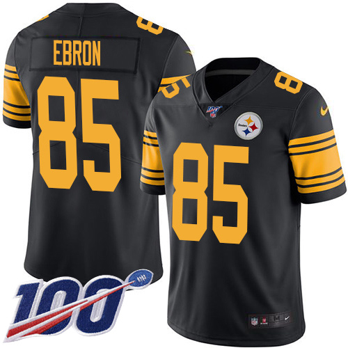 Nike Steelers #85 Eric Ebron Black Men's Stitched NFL Limited Rush 100th Season Jersey