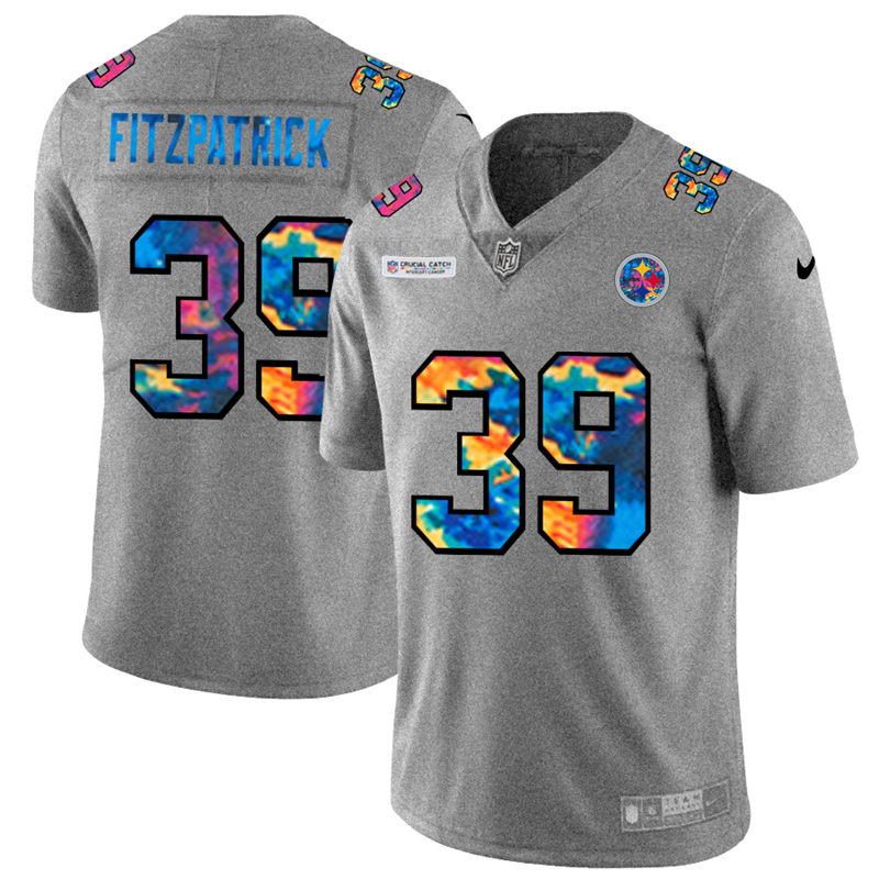 Pittsburgh Steelers #39 Minkah Fitzpatrick Men's Nike Multi-Color 2020 NFL Crucial Catch NFL Jersey Greyheather
