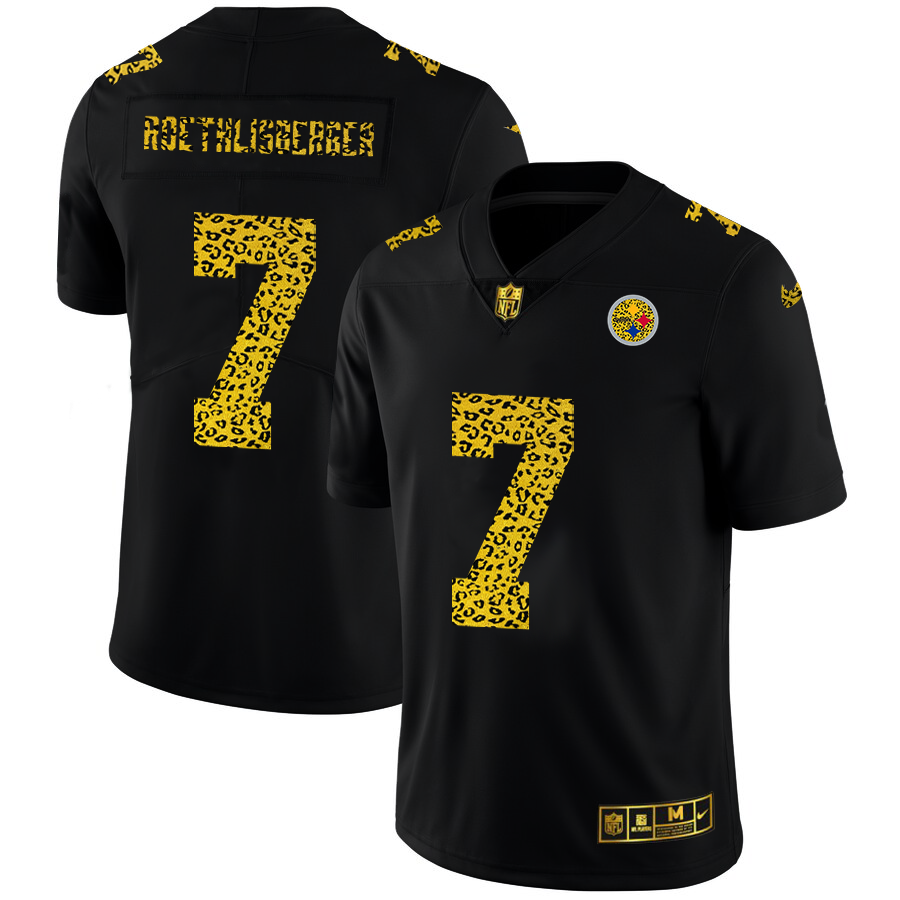 Pittsburgh Steelers #7 Ben Roethlisberger Men's Nike Leopard Print Fashion Vapor Limited NFL Jersey Black