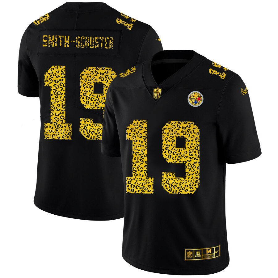 Pittsburgh Steelers #19 JuJu Smith-Schuster Men's Nike Leopard Print Fashion Vapor Limited NFL Jersey Black