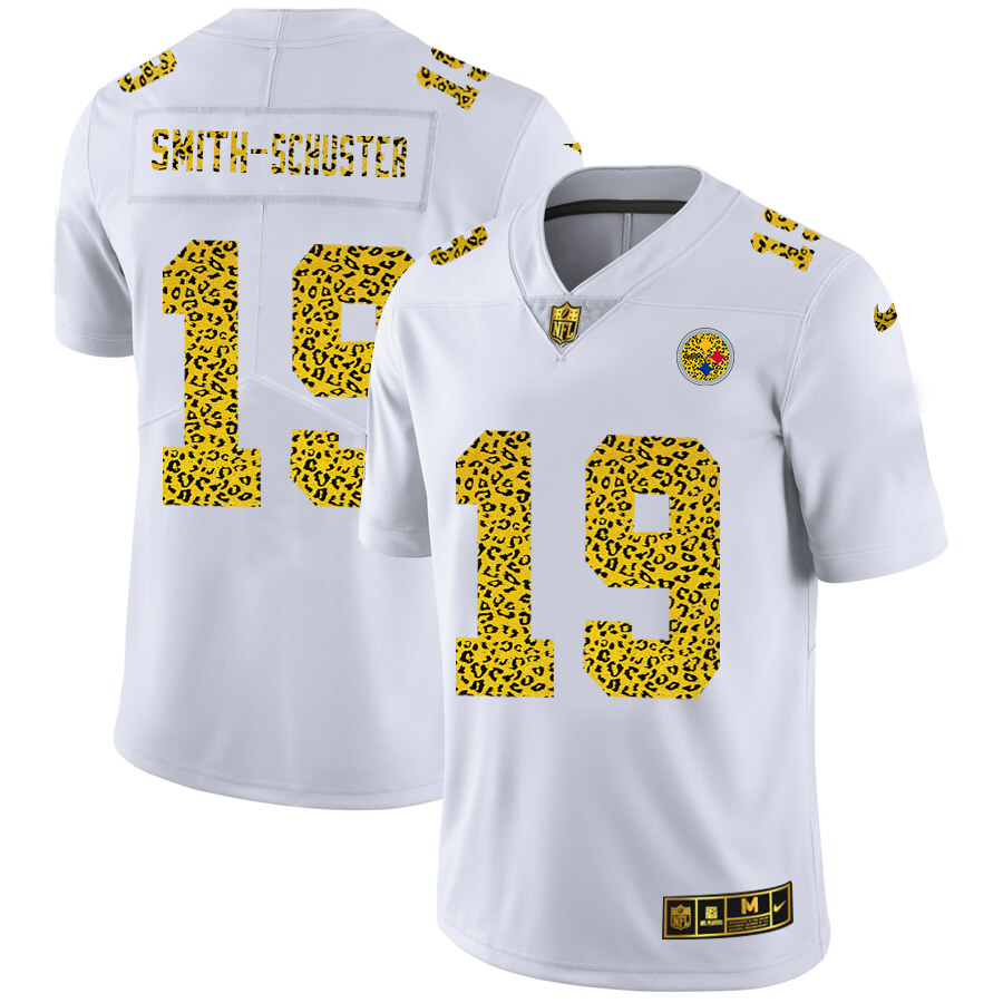 Pittsburgh Steelers #19 JuJu Smith-Schuster Men's Nike Flocked Leopard Print Vapor Limited NFL Jersey White