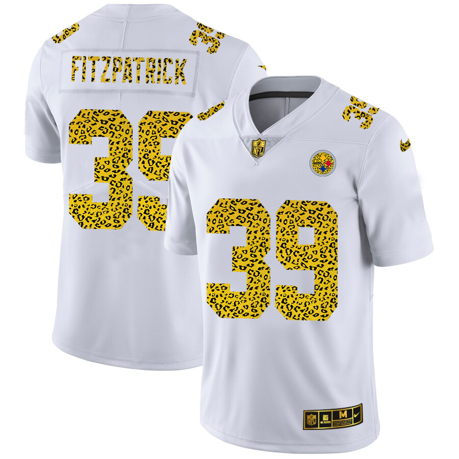 Pittsburgh Steelers #39 Minkah Fitzpatrick Men's Nike Flocked Leopard Print Vapor Limited NFL Jersey White