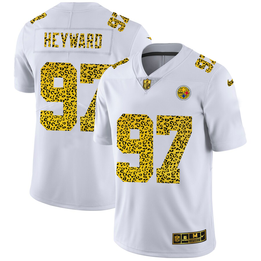 Pittsburgh Steelers #97 Cameron Heyward Men's Nike Flocked Leopard Print Vapor Limited NFL Jersey White