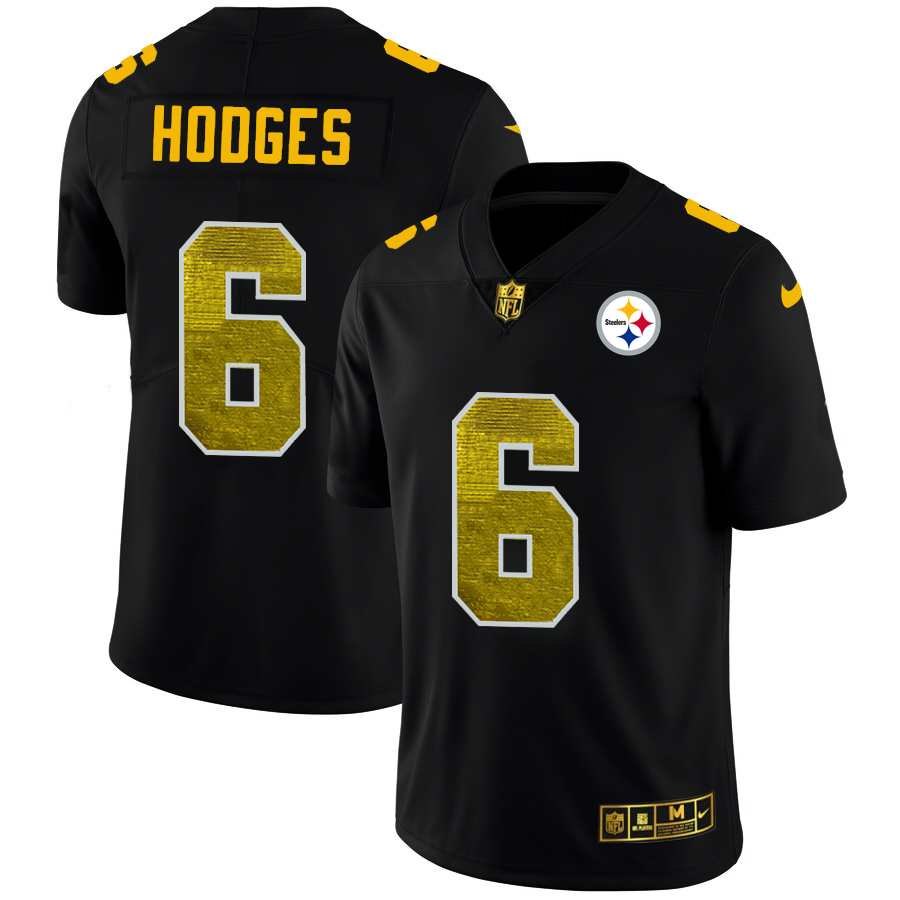Pittsburgh Steelers #6 Devlin Hodges Men's Black Nike Golden Sequin Vapor Limited NFL Jersey