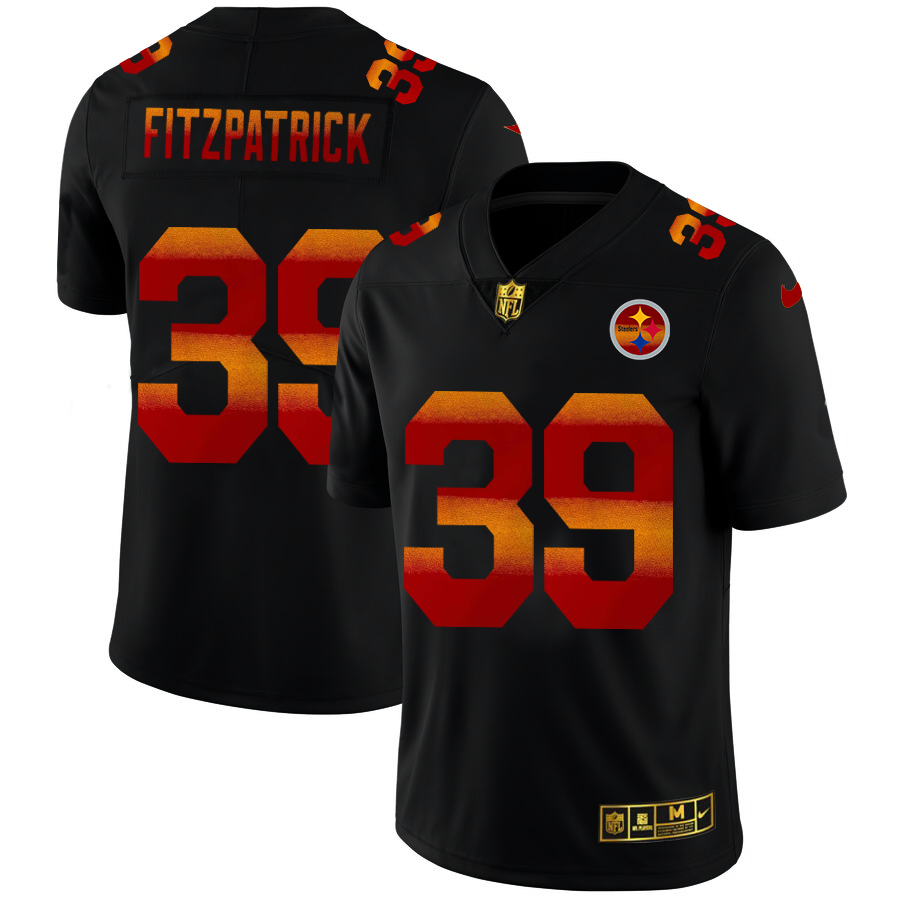 Pittsburgh Steelers #39 Minkah Fitzpatrick Men's Black Nike Red Orange Stripe Vapor Limited NFL Jersey