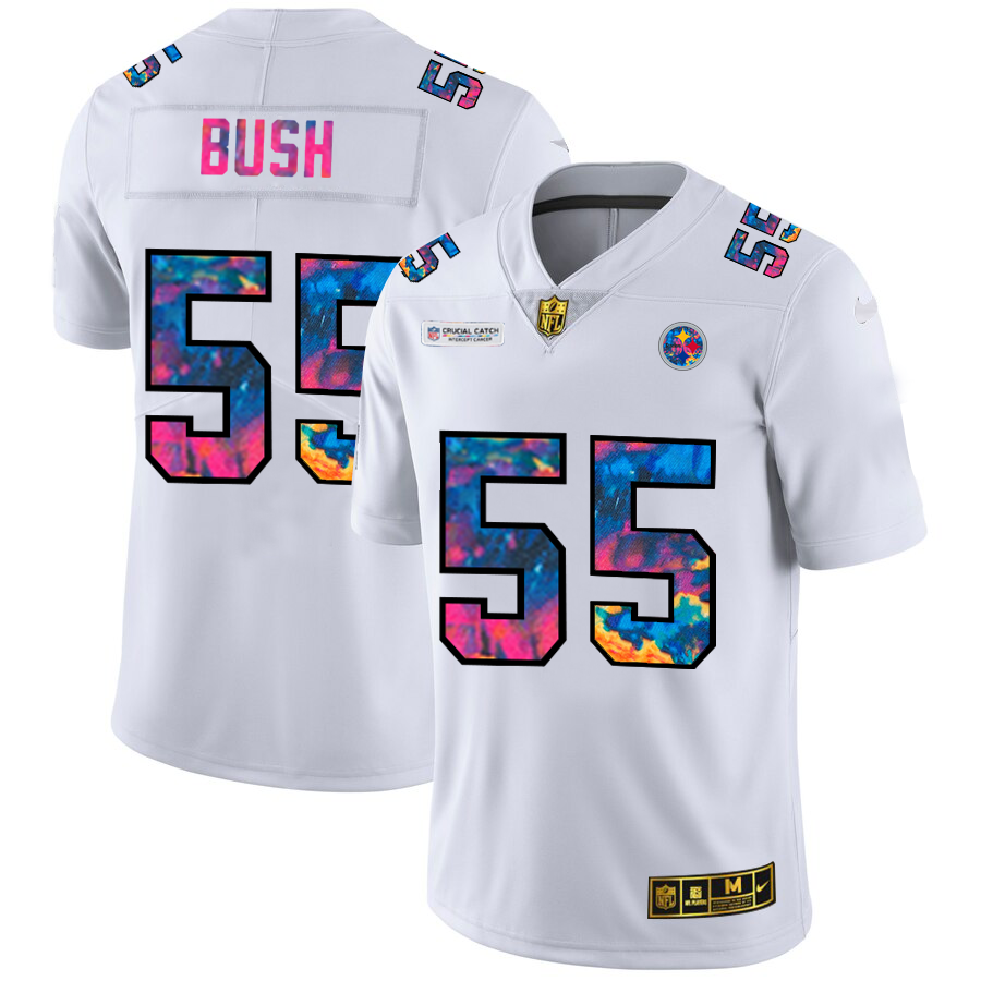 Pittsburgh Steelers #55 Devin Bush Men's White Nike Multi-Color 2020 NFL Crucial Catch Limited NFL Jersey