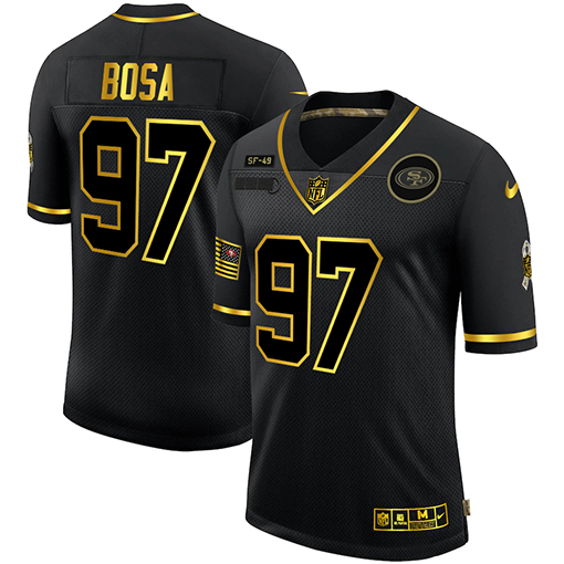 San Francisco 49ers #97 Nick Bosa Men's Nike 2020 Salute To Service Golden Limited NFL Jersey Black