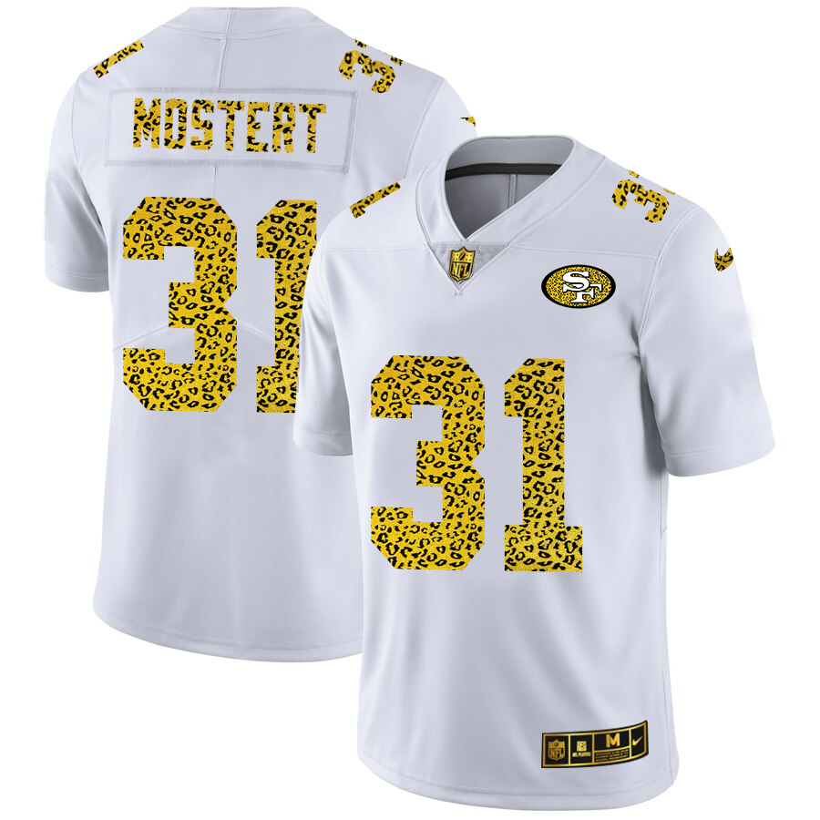 San Francisco 49ers #31 Raheem Mostert Men's Nike Flocked Leopard Print Vapor Limited NFL Jersey White