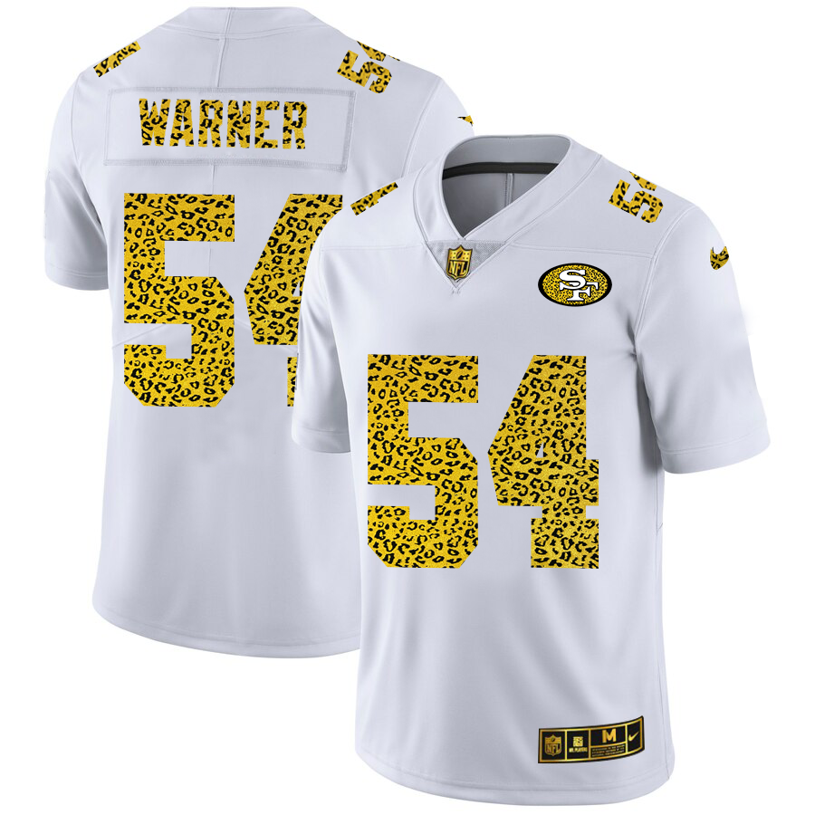 San Francisco 49ers #54 Fred Warner Men's Nike Flocked Leopard Print Vapor Limited NFL Jersey White