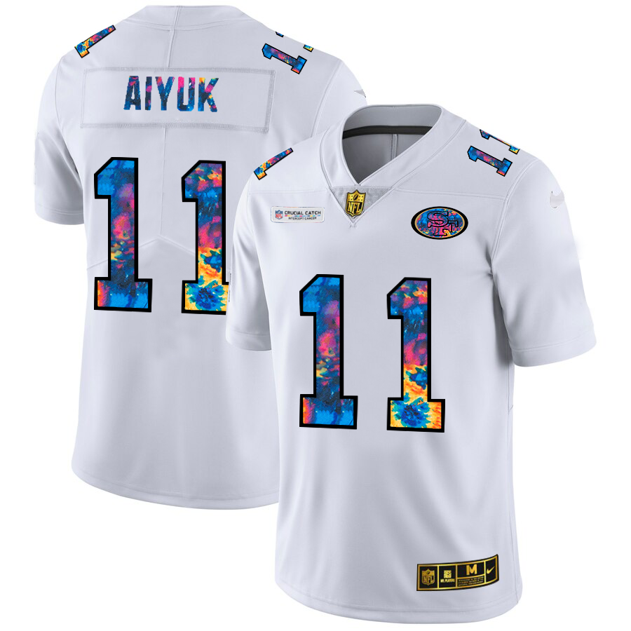 San Francisco 49ers #11 Brandon Aiyuk Men's White Nike Multi-Color 2020 NFL Crucial Catch Limited NFL Jersey