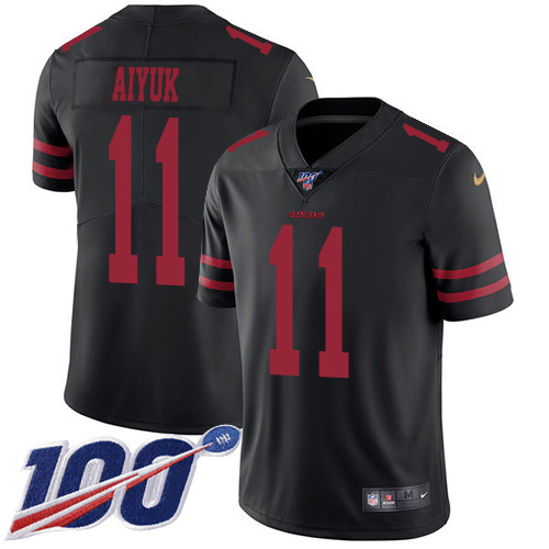 Nike 49ers #11 Brandon Aiyuk Black Alternate Men's Stitched NFL 100th Season Vapor Untouchable Limited Jersey